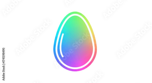 Colorful Gradient Egg-Shaped Design with White Outline.