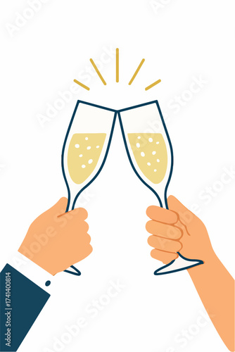 PrintHands clinking champagne glasses in celebration