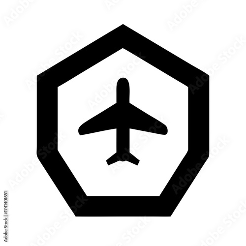 Vector art of airplane in hexagon icon