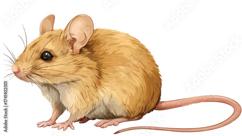 Charming Brown Mouse with Pink Tail - Professional Wildlife Stock Photo