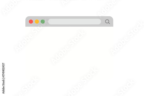 Browser window vector illustration. Web browser mockup in flat style. Blank internet page template with search bar for screen design. Minimal user interface concept.