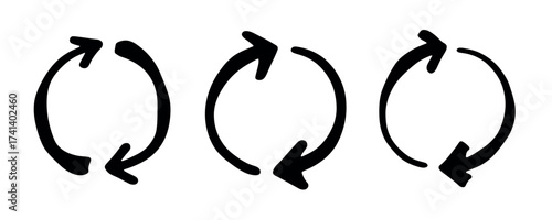 Set of hand drawn recycle arrow icon Recycling resources symbol Reuse of materials, zero waste, green environment, saving the planet