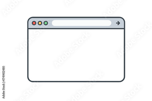Simple browser window in flat design style. Web browser mockup for website frame or web page. Blank screen template for UI UX design. Internet page vector illustration.