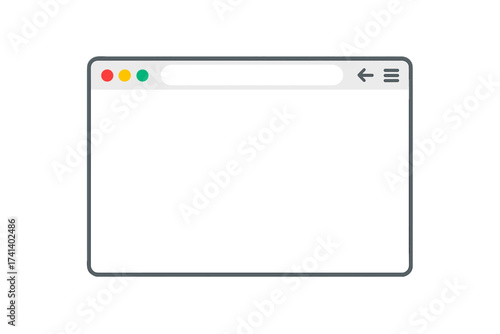 Web browser window in flat style. Blank page mockup for screen design. Vector illustration of an internet browser frame. User interface template for website or application.