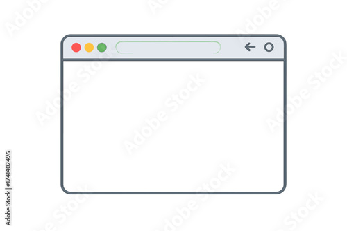 Web browser window vector mockup. Flat style internet page screen for website presentation. UI template concept with search bar and blank frame. Vector illustration design.