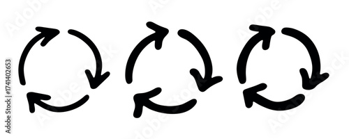 Set of hand drawn recycle arrow icon Recycling resources symbol Reuse of materials, zero waste, green environment, saving the planet