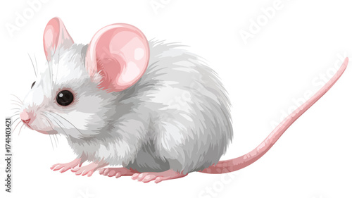 Adorable Gray Mouse with Pink Ears and Tail Standing Proudly