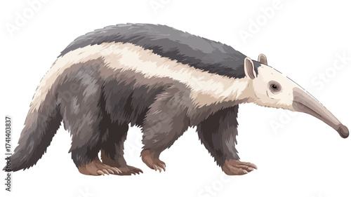 Detailed Cartoon Giant Anteater Walking Gracefully