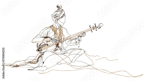 Elegance of Tradition: A Single-line Depiction in A Graceful Symphony
