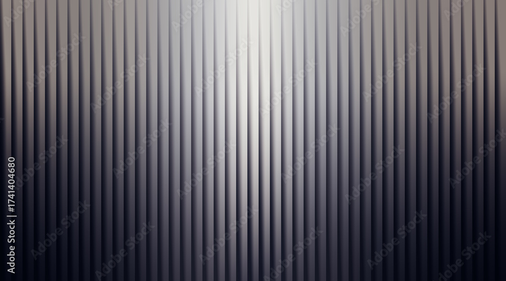 Obraz premium Dark abstract background with vertical ribbed pattern and bright spotlight