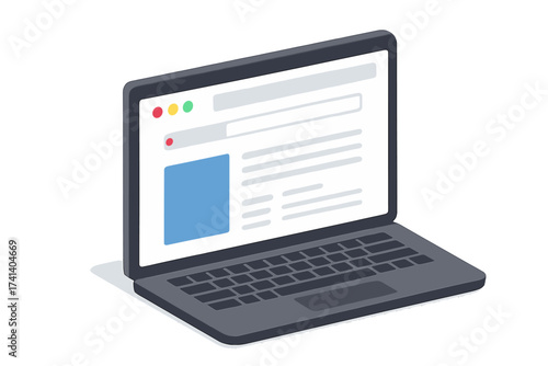 Laptop isometric browser window. Web browser in flat style. Window concept internet browser. Mockup screen design for website UI. Vector illustration concept of a computer.