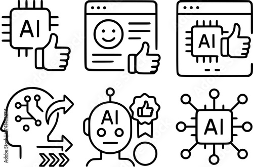 AI recommendation engine vector icons artificial intelligence personalization predictive analytics m