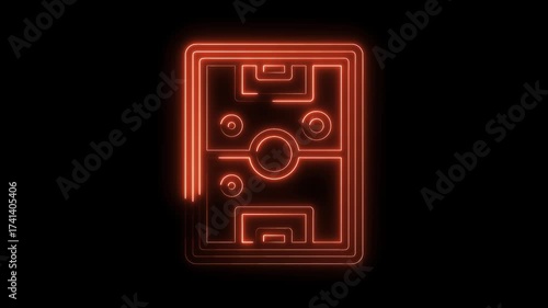 Neon soccer field orange glow futuristic sport concept animation loopable background