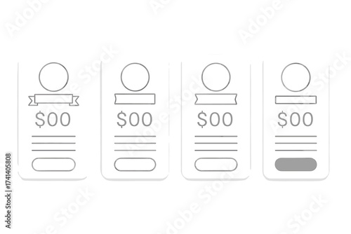 Pricing table template for web. UI plans for business website. Vector comparison chart. Price list for subscriptions, membership. Banner set for services, hosting, tariffs.