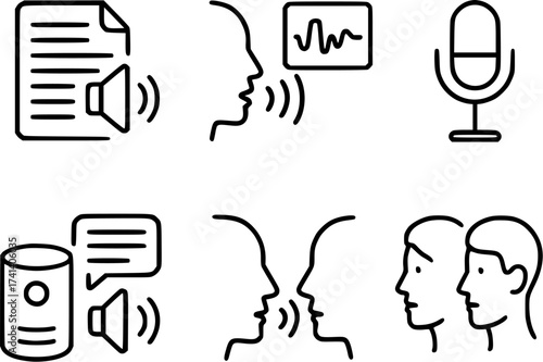 Speech Synthesis and Voice Cloning Vector Icon Set
