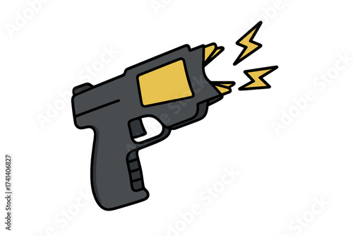 Taser gun icon cartoon style, electric stun weapon illustration, police self-defense tool isolated on white, vector vector graphic, non-lethal weapon symbol, security protection