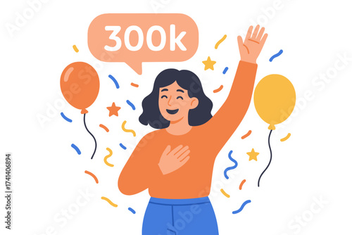 Thank You 1 Million Followers Celebration, Social Media Milestone Congratulation Card, Blogger Happy and Grateful for 1M Subscribers, Online Audience Growth Vector Illustration
