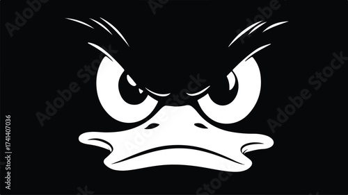 Angry Duck Mascot Head Displayed in Black - Professional Illustration for Marketing Materials