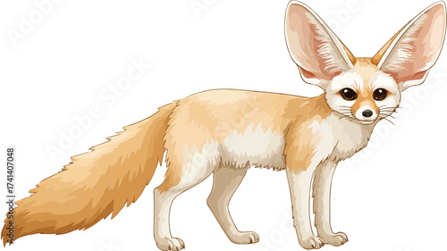 Cute Fennec Fox Illustration - Standing Proudly with Nature Background
