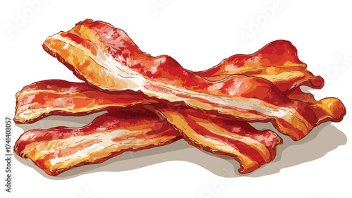 Tempting Bacon Ready to Serve Vector Illustration