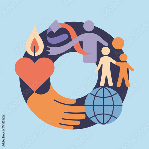 World Hospice and Palliative Care Day vector illustration, compassion awareness design, medical support, dignity, humanity, healthcare poster for global non profit campaign