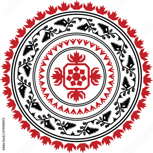 jamdani pattern mandala, mandala design vector, Geometric Mandala Ornament with Floral Motifs