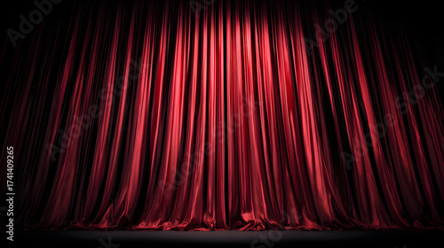 Red velvet curtain closing stage for theatre show