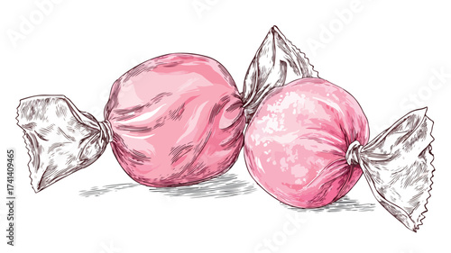 Colorful Bubble Gum and Wrappers Vector Art Food Illustration