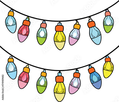Festive Holiday Lights Cartoon Garland Cheerful and Bright Decoration for Celebrations and Parties