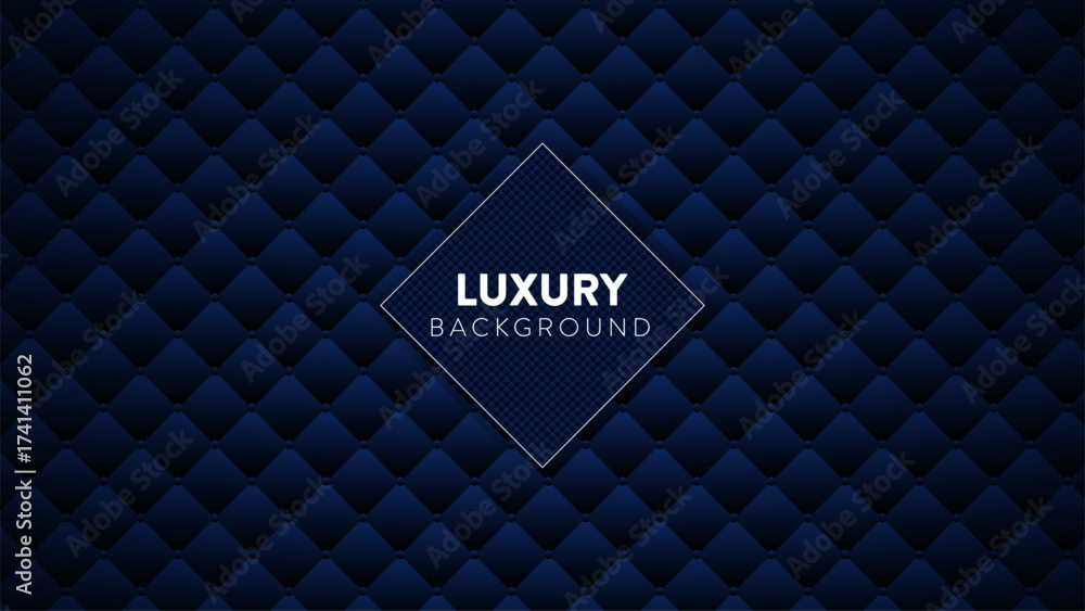 Obraz premium Navy Blue Luxury Quilted Background Pattern. Dark elegant geometric texture with a classic diamond-stitched or leather upholstery look. Ideal for premium branding, banners, and sophisticated designs.