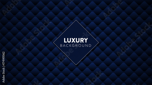 Navy Blue Luxury Quilted Background Pattern. Dark elegant geometric texture with a classic diamond-stitched or leather upholstery look. Ideal for premium branding, banners, and sophisticated designs.