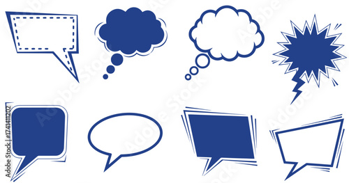 Variety of speech bubbles, message clouds, communication balloons for modern designs and social media