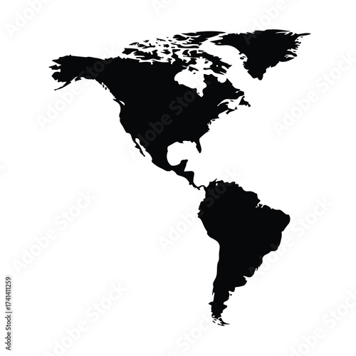Americas Map Vector Illustration Black and White Geography