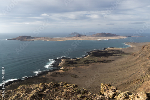 view of the coastline and the island of La Graciosa