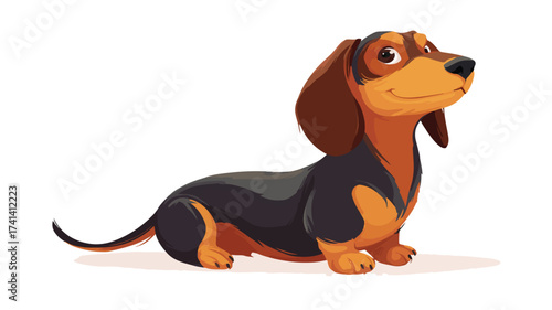 Cute Adorable Dachshund Dog Cartoon Character Vector Illustration