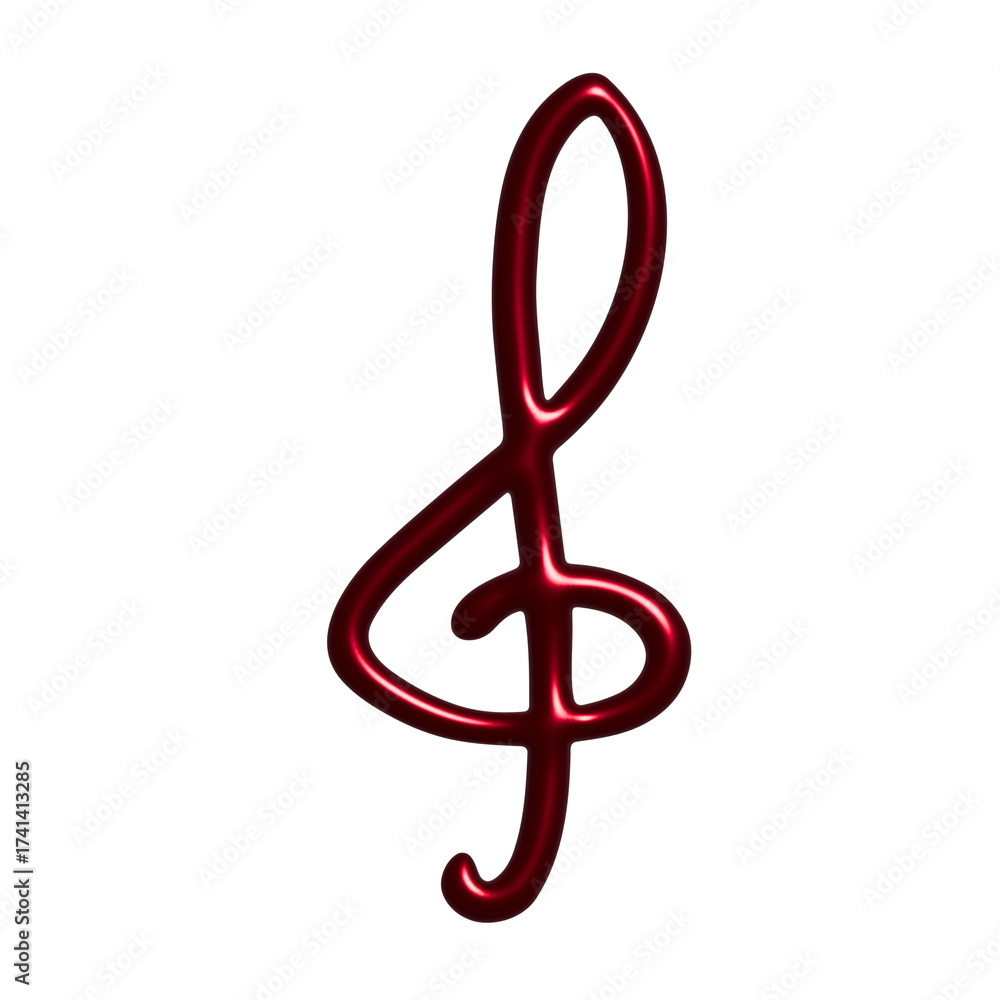 Obraz premium 3d treble clef. Hand drawn musical symbol. Single element for print, web, design, decor, logo