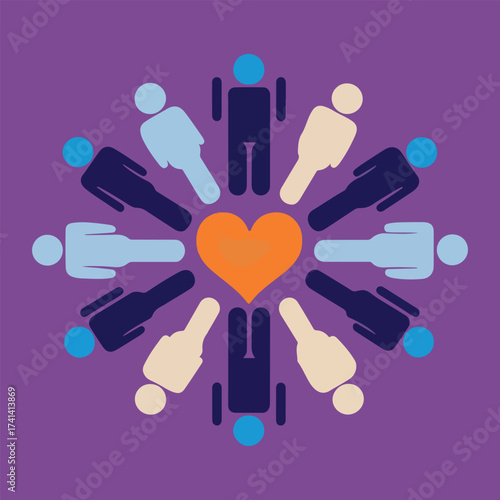Minimal vector illustration for World Hospice and Palliative Care Day, international healthcare awareness design, support, compassion, dignity, humanity for medical and non profit campaigns