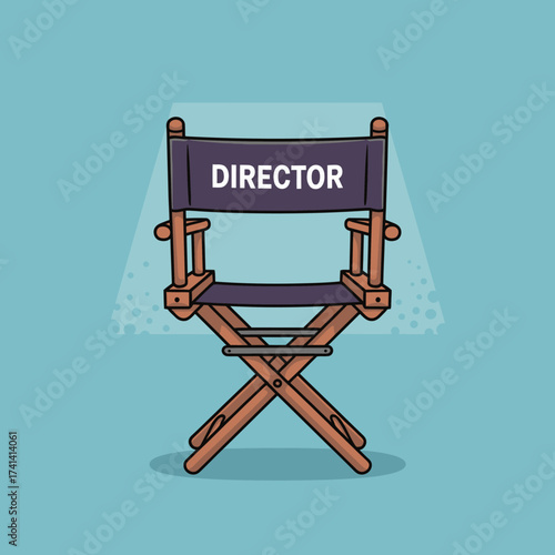 A director's chair prominently featured under dramatic lighting, symbolizing creativity and leadership in the film industry, inviting imagination and inspiration.