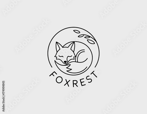 This gentle logo illustration portrays a soothing image of a sleeping fox, merging animal charm with a serene design, perfect for brands focused on nature, relaxation, and wellness.