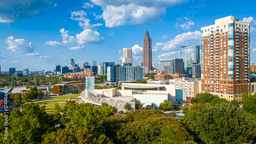 Wallpaper Mural Daytime aerial view of downtown Atlanta skyline with parks, buildings, and clear skies Torontodigital.ca