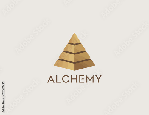 The logo showcases a golden pyramid optimized for contemporary aesthetics, representing transformation and growth, suitable for financial or consulting services.