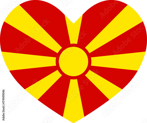 North Macedonia heart shaped icon flag illustrator national