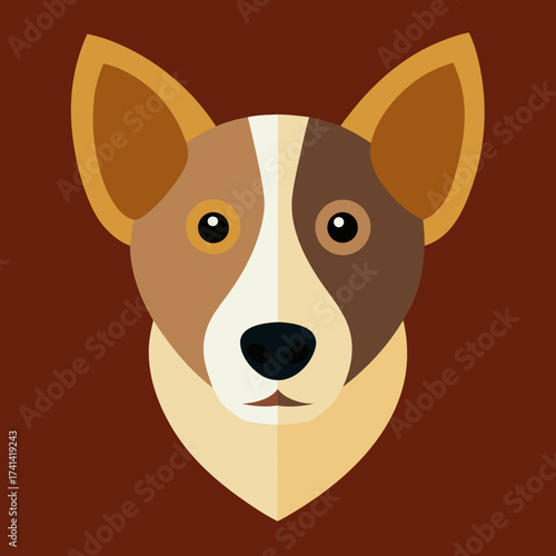 Dog head brown cream vector illustration 