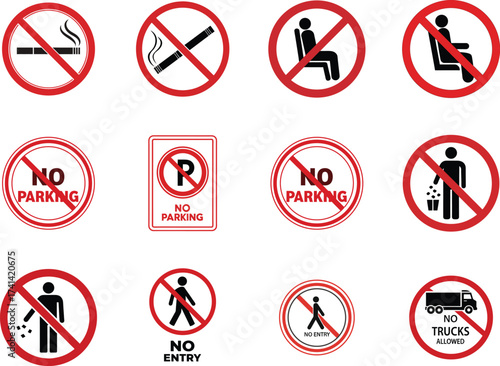 Prohibition signs red circle vector