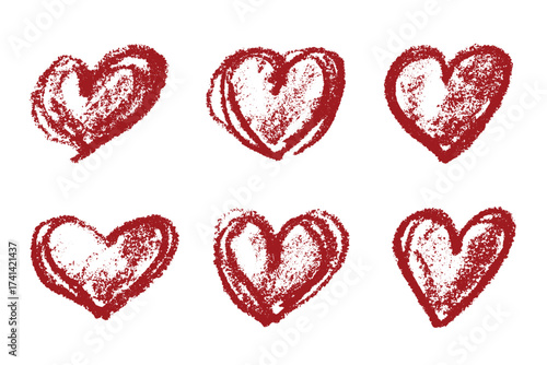 Set of simple hand drawn heart drawing illustration Scribble heart doodle Love clipart Single element for print, web, design, decor