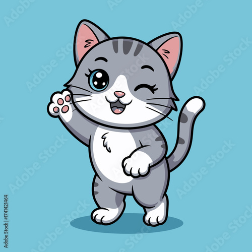 A charming illustration of a winking cat character expressing playfulness and joy, perfect for engaging audiences who appreciate cute and fun pet artworks.