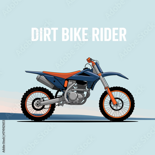 An exciting illustration of a dirt bike rider on a motorcycle, capturing the thrill of outdoor adventure and sports in a colorful, dynamic style.