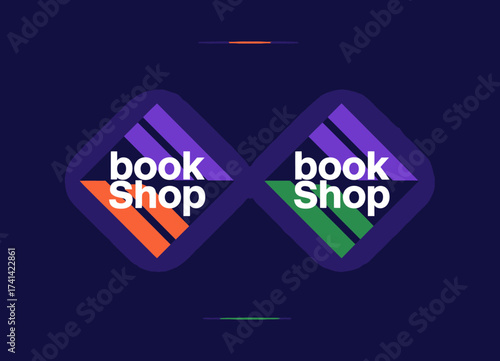 This vibrant logo showcases a unique bookshop design featuring bold color contrasts, perfectly conveying a modern, inviting atmosphere for book lovers.