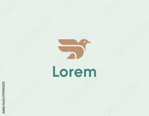 This image features an elegant bird logo design that represents freedom and peace, conveying a sense of hope and connection with nature suitable for various brands.