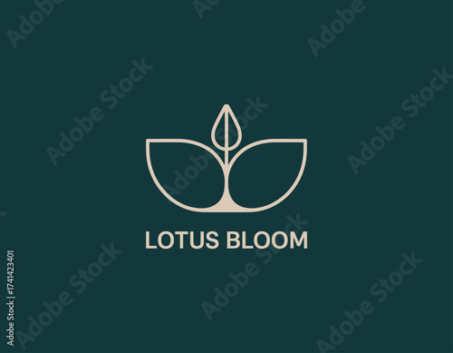 The logo showcases a stylized lotus bloom with fresh leaf details, symbolizing purity and growth, perfect for wellness or beauty brands aiming for elegance and nature-inspired aesthetics.